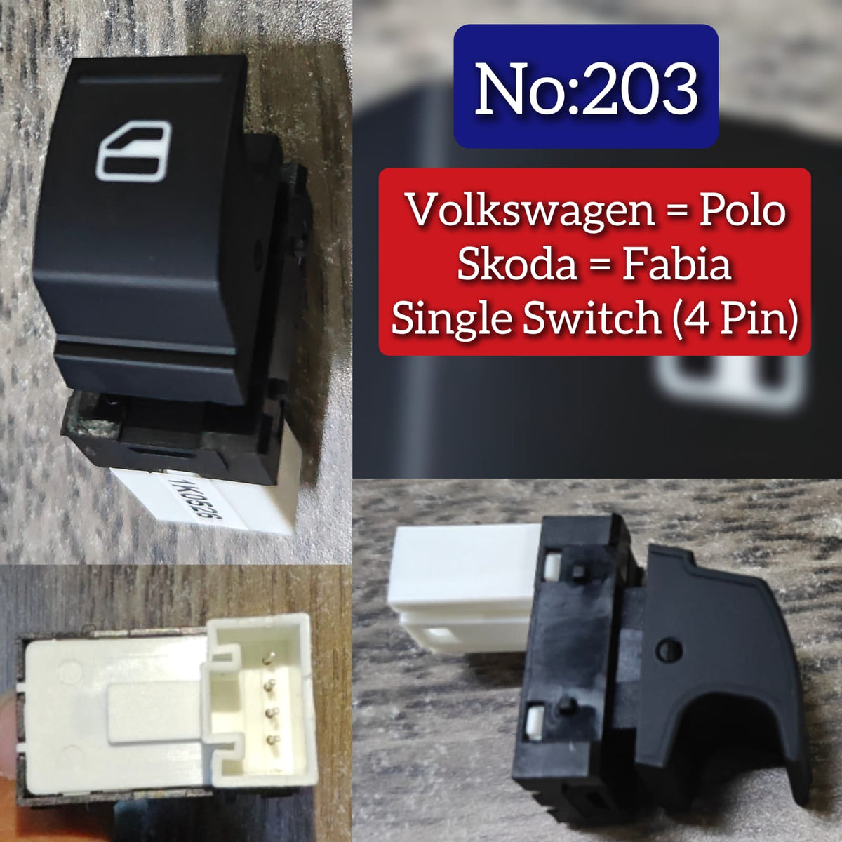 Single Switch (4pin) Compatible With Volkswagen - Polo, Skoda - Fabia