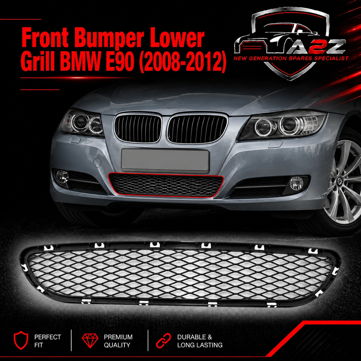 Front Bumper Lower Grill 51117198906 Compatible With BMW 3 Series (E90) (2008-2012) Tag No.85