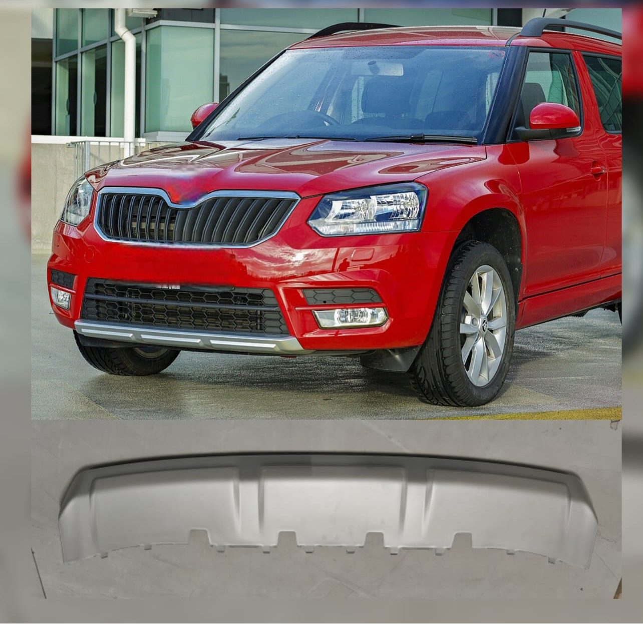 Front Bumper Spoiler (Silver) 5L0807733B Compatible With Skoda Yeti (2014-2017) Tag No.1102A