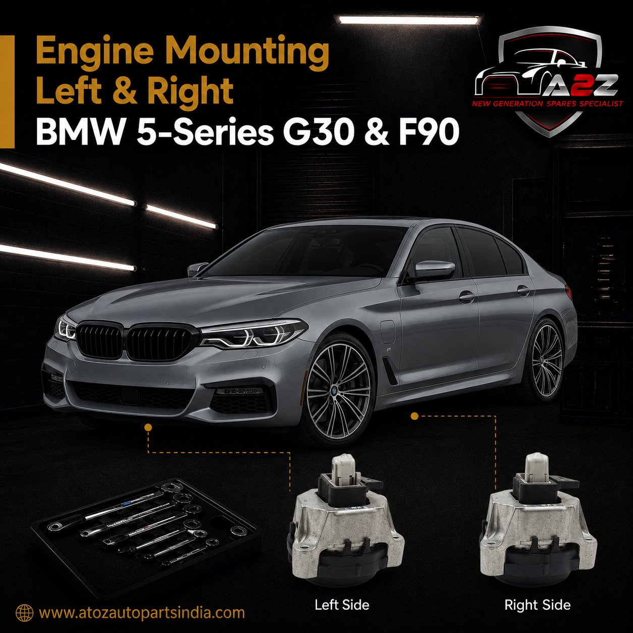 Engine Mounting Left 22116860491 Right 22116860492 Compatible With BMW 5-Series G30 & F90