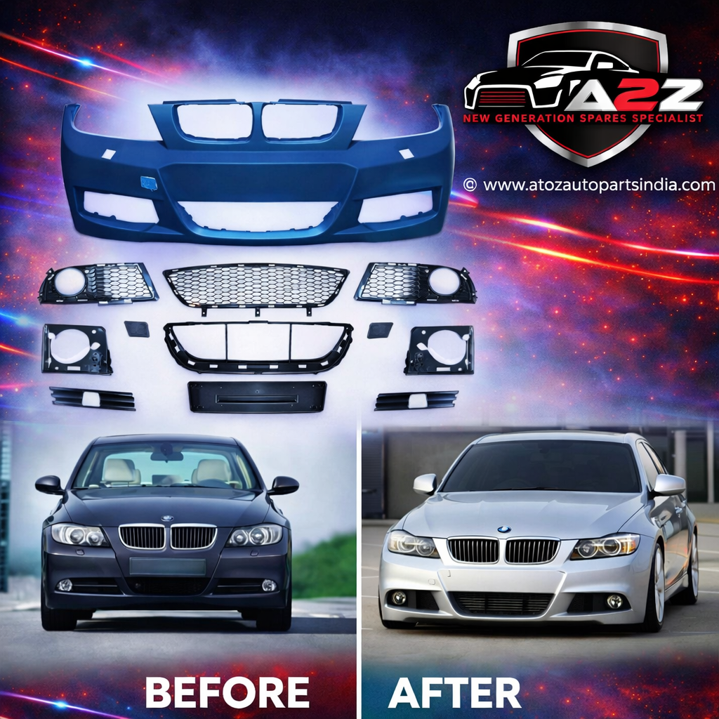 A TO Z Compatible With BMW 3 Series E90 (2005-2008) Front Bumper Upgrade Convert To M Sport Mt M Tech Body Kit Bumper With Fog Hole Mesh E90-002 Gc CC-9152 (Shipping Cost Not Included In Price)