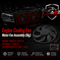 Engine Cooling Fan Motor Fan Assembly (Big) 6Q0959455Q Compatible With SKODA FABIA II (542) & OCTAVIA I (1U2) & VW NEW BEETLE (9C1, 1C1)