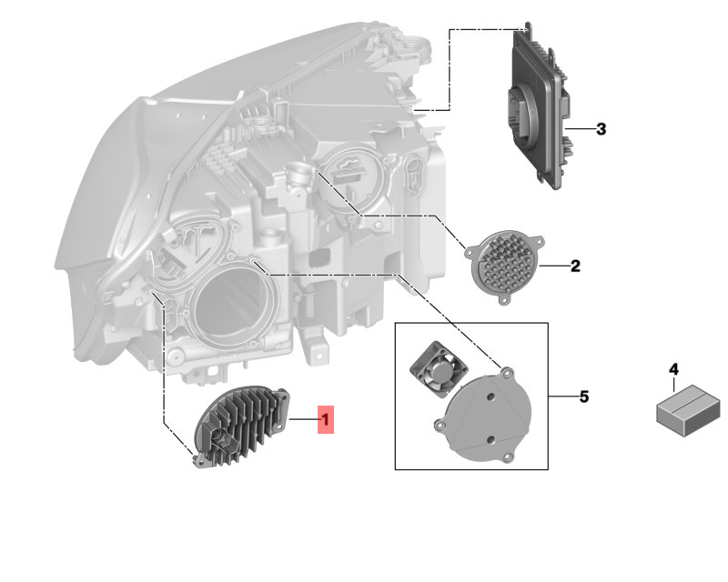 Left Headlight LED module turn display lights 63119477988 Compatible With BMW X5 (G05, F95) & X5 Van (G05) & X6 (G06, F96)