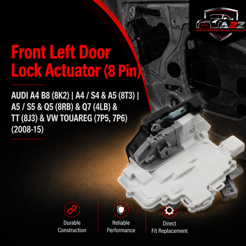 Front Left Door Lock Actuator (8 Pin)  8J2837015A Compatible With AUDI A4 B8 (8K2) | A4 / S4 & A5 (8T3) | A5 / S5 & Q5 (8RB) & Q7 (4LB)  & TT (8J3) & VW TOUAREG (7P5, 7P6) (2008-15)