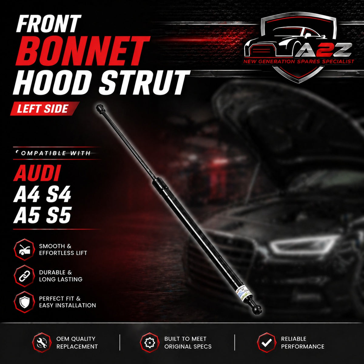 Front Bonnet Hood Strut 8T0823359 Compatible With AUDI A4 B8 (8K2) | A4 / S4 & A5 (8T3) | A5 / S5