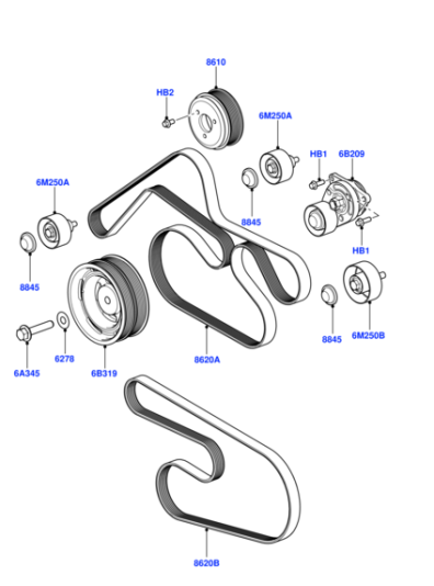 Multi Rib Belt 8PK1955 PQS500450 Compatible With LAND ROVER RANGE ROVER SPORT I (L320) (CONTINENTAL)