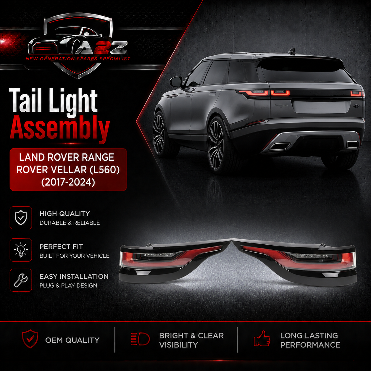 Tail Light Assembly Left LR111108 & Right LR111106 Compatible With Land Rover Range Rover Vellar (L560) (2017-2024) Tag No.24