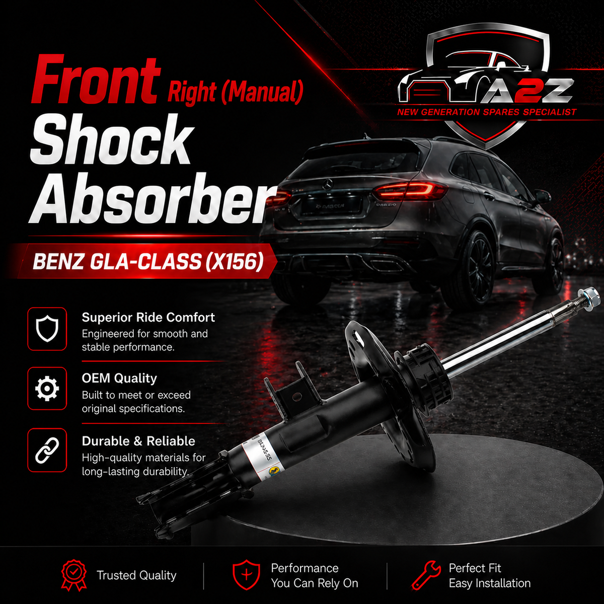 Front Right Shock Absorber 1563231800 Compatible With MERCEDES-BENZ GLA-CLASS (X156) (1PCS)