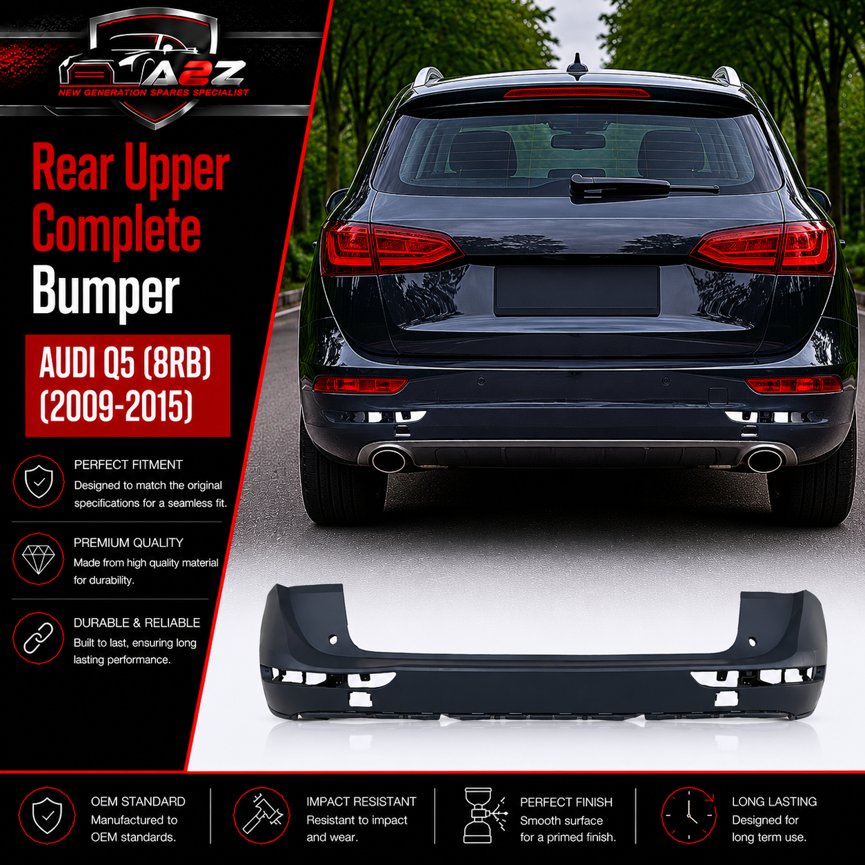 Rear Upper Complete Bumper 8R0807511 Compatible With AUDI Q5 (8RB) Tag No.212