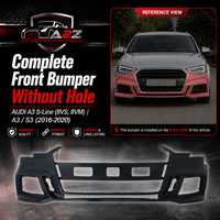 Complete Front Bumper Without Hole 8V5807065AF Compatible With AUDI A3 S-Line (8VS, 8VM) | A3 / S3 (2016-2020) Tag No.4B
