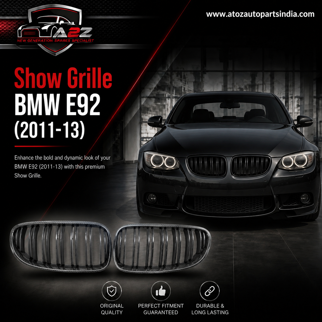 Show Grille Left 51137254967 & Right 51137254968 Compatible With BMW E92 (2011-13)