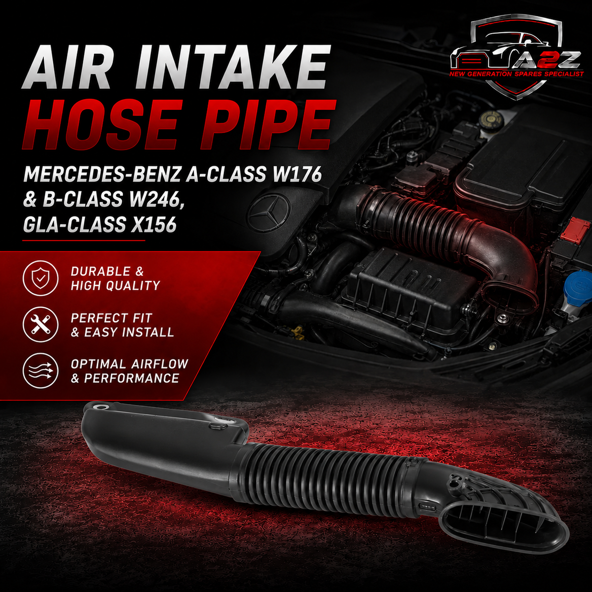 Air Intake Hose Pipe 6510904337 6510900000 A6510900000 A6510904337 Compatible With MERCEDES-BENZ  A-CLASS W176 & B-CLASS W246, GLA-CLASS X156 Tag-H-15