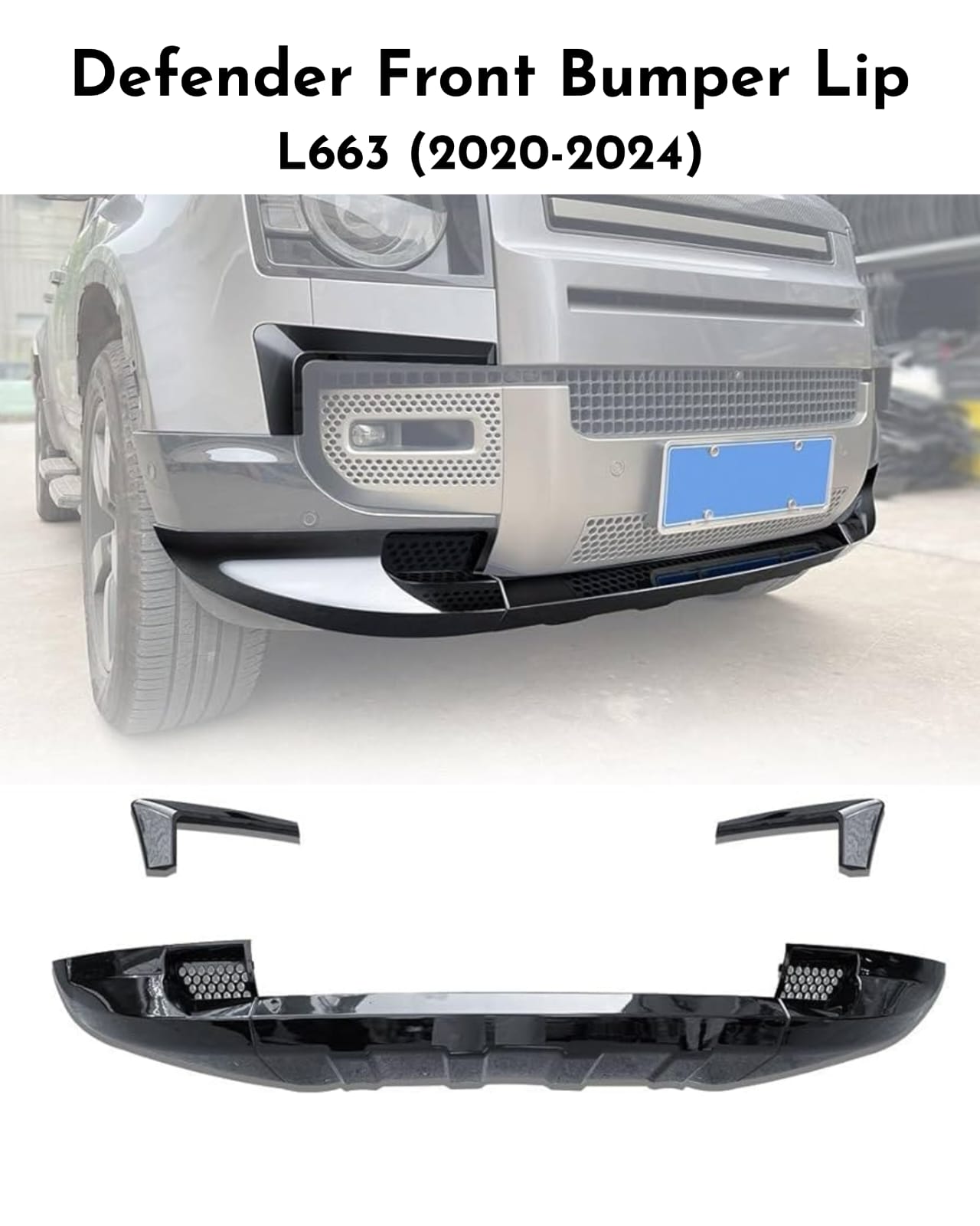 Front Bumper Lip (Set of 3) Compatible With Land Rover Defender L633 (2020-2024)