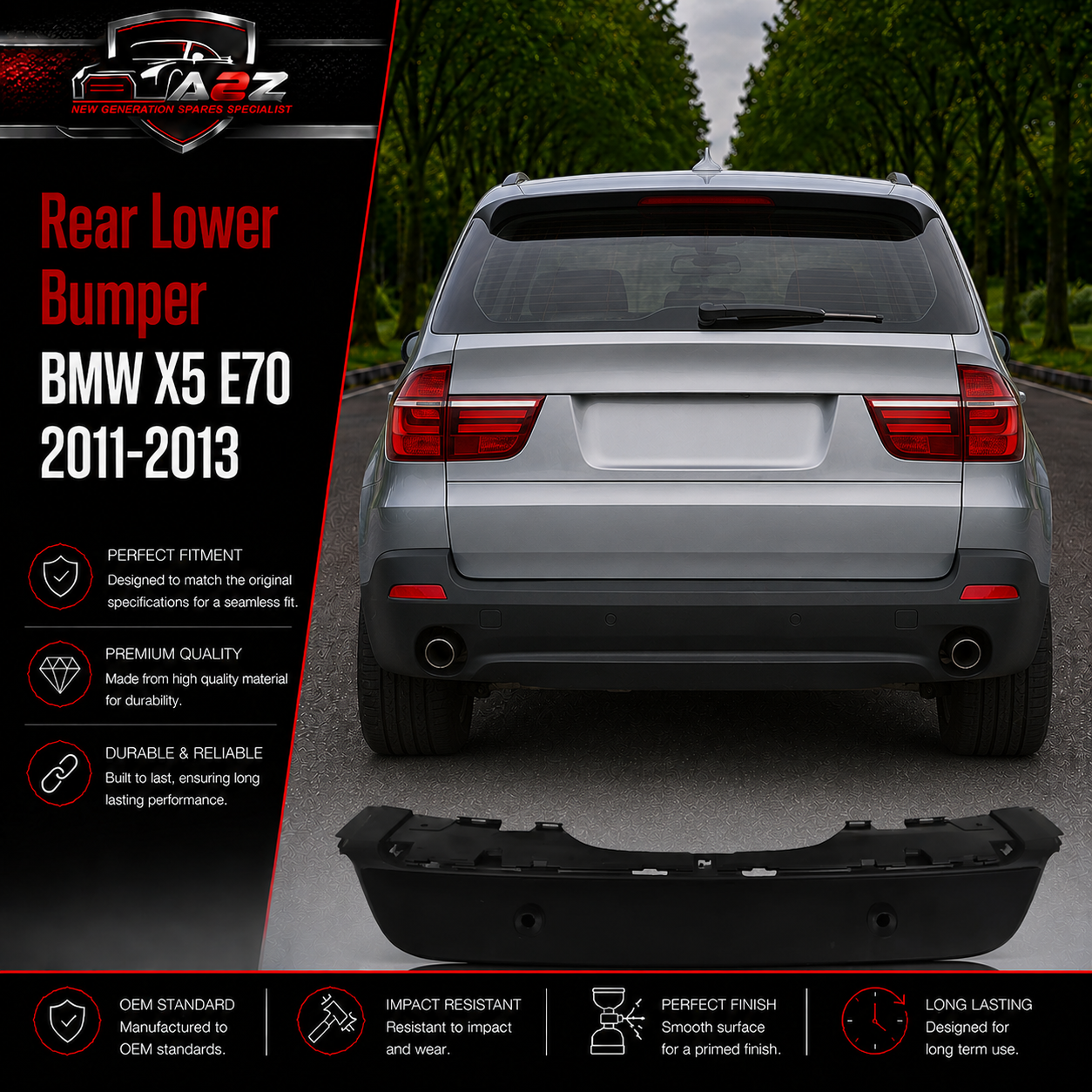 Rear Lower Bumper 51127227785 Compatible With BMW  X5 E70 2006-2014 Tag No.105