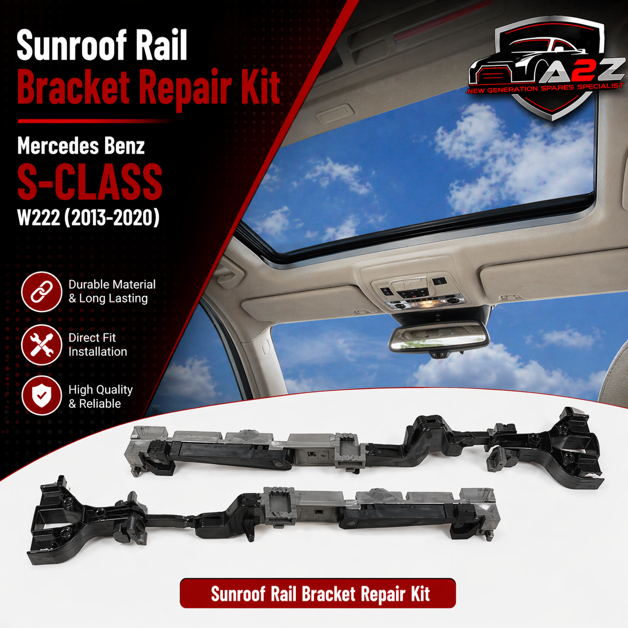 Panoramic Glass Roof Sunroof Rail Bracket Repair Kit 604836865 Compatible With Mercedes Benz S-CLASS W222 & A-CLASS W176  & C-CLASS W205