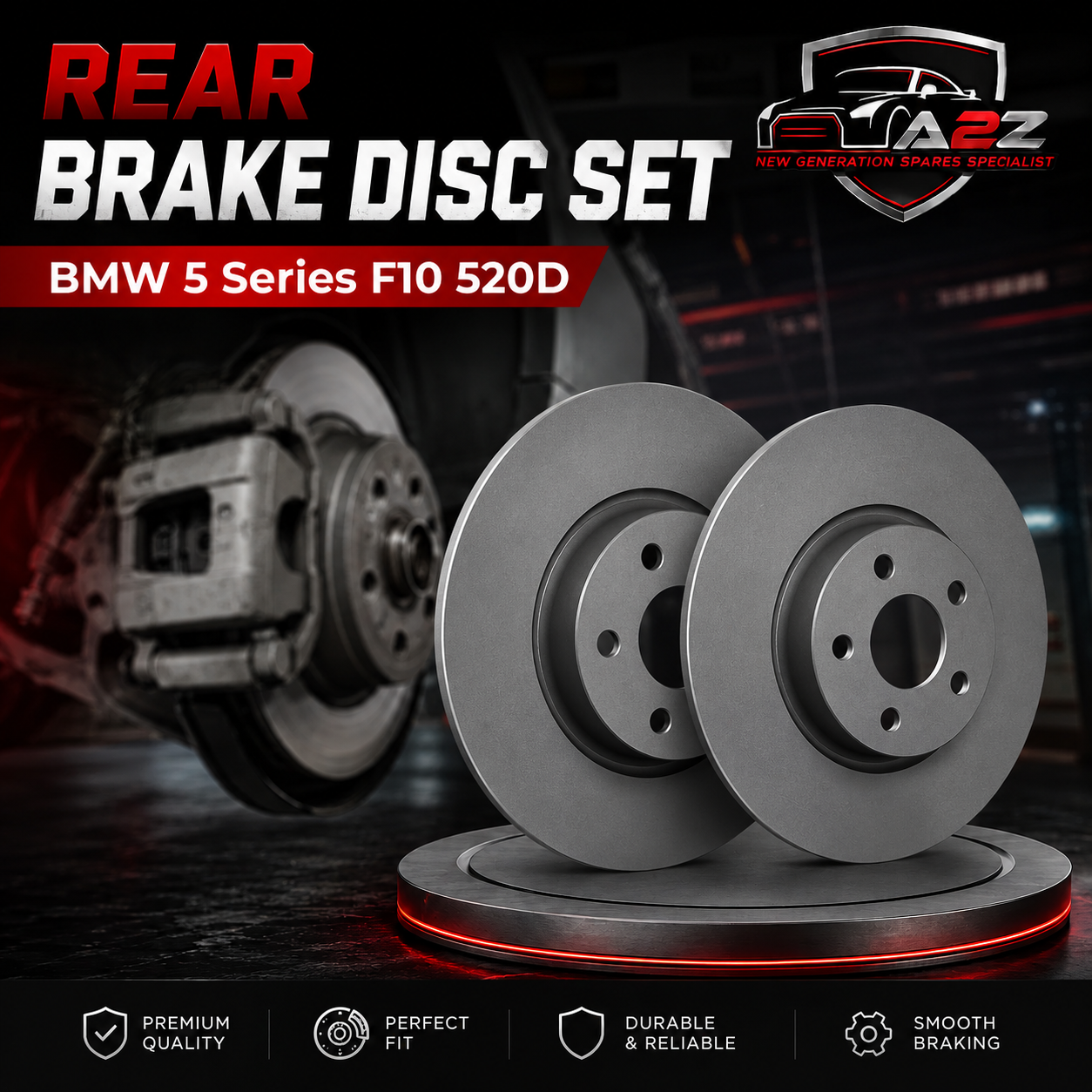 Rear Brake Disc Set 34216775287 34216898733 Compatible With BMW 5 Series F10 520D