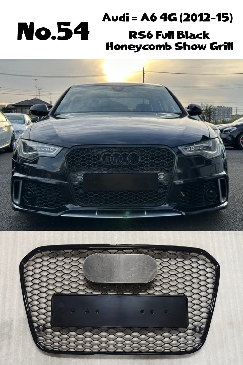 RS6 Full Black Honeycomb Show Grill Compatible With Audi A6 C7(2012-15) Tag No.54
