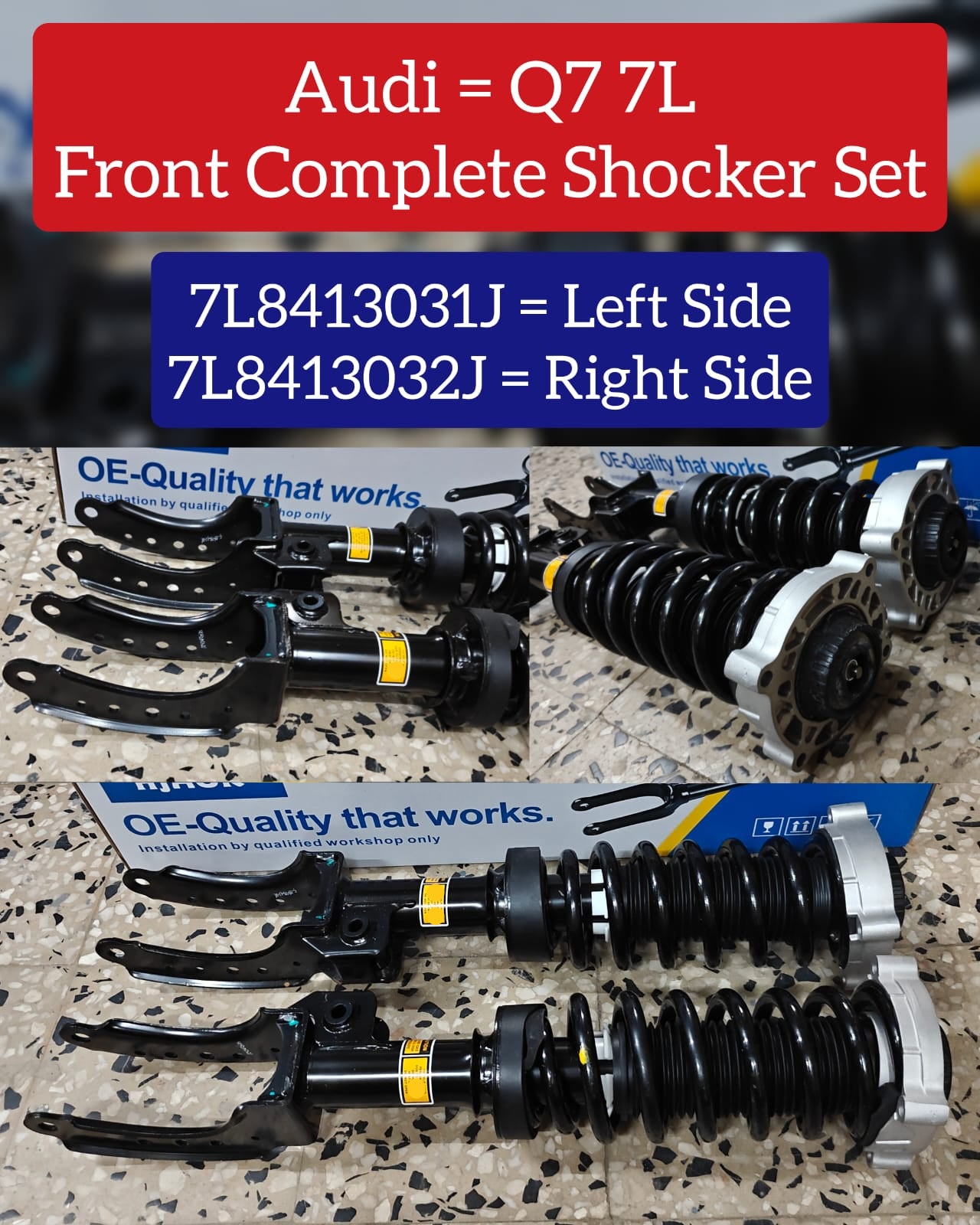 Front & Rear Complete Shocker Set With Spring Kit & MTG And Air To Manual Conversion Kit (Set Of 4) 7L8413031J 7L8413032J 7L8513029K Compatible With Audi Q7 7L