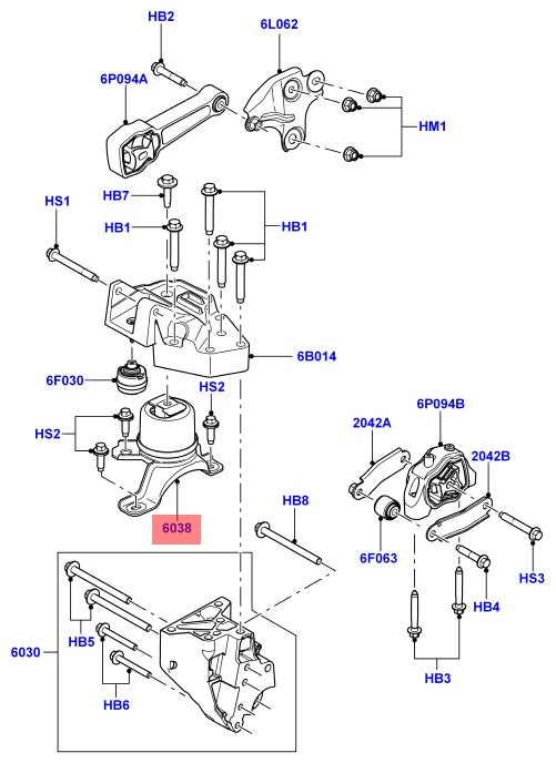 Front Right Engine Mount Insulator LR021635 Compatible With LAND ROVER DISCOVERY SPORT (L550) & FREELANDER 2 (L359) | LR2 & RANGE ROVER EVOQUE (L538) &  RANGE ROVER EVOQUE Convertible (L538) & RANGE ROVER EVOQUE VAN (L538)