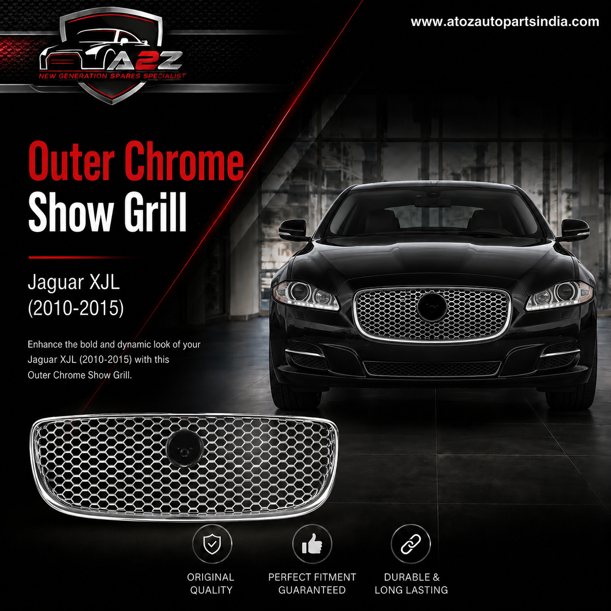 Outer Chrome Show Grill C2D230921 Compatible With Jaguar XJL (2010-2015) Tag No.42