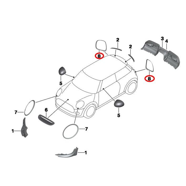 Tail Lamp Trim Black Left 63217464171 Right 63217464172 Compatible With MINI (F55) | MINI / COOPER & MINI (F56) | MINI / COOPER & MINI Convertible (F57) | MINI / COOPER