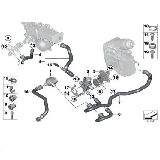 Water Hose Pipe 17127809816 & 32411712735 17127809818 Compatible With BMW 5 (F10) Tag No.912
