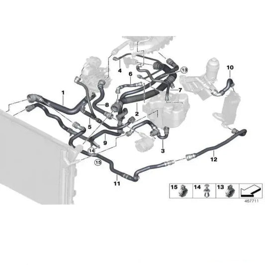 Coolant Hose Pipe 17128740118 17129845173 17128677244 17128616536 17125A05950 Compatible With BMW 3 (F30, F80) 3 Gran Turismo (F34) Tag No.920