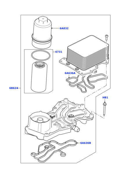 Oil Filter Housing LR023041 Compatible With RANGE ROVER III (L322) RANGE ROVER IV (L405) RANGE ROVER SPORT II (L494)