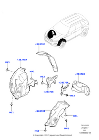 Rear Left Fender Liner LR027397 Compatible With Land Rover Range Rover Evoque - L538 Tag No.9