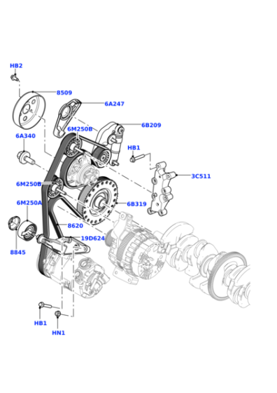 Belt Tensioner With Pulley LR034128 Compatible with LAND ROVER DISCOVERY SPORT (L550) & RANGE ROVER EVOQUE (L538)