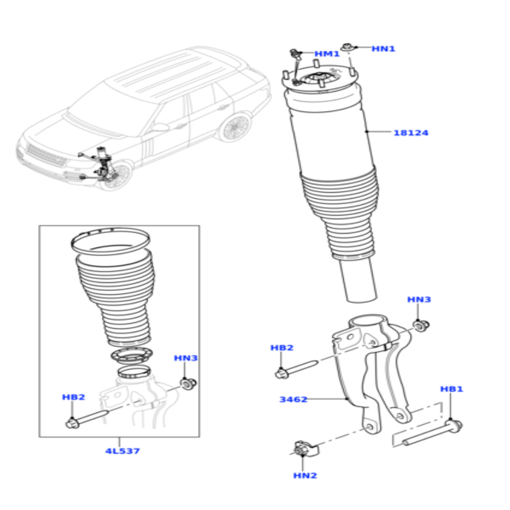 Front Left Air Suspension Shock Absorber Strut LR038804 LR087094 LR056926 Compatible With LAND ROVER RANGE ROVER IV (L405)