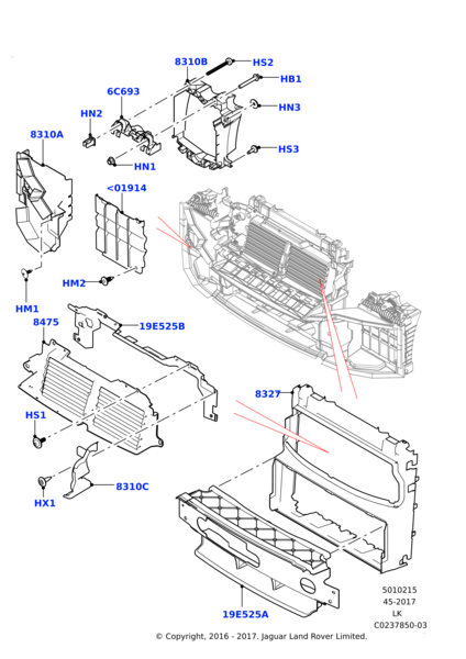 Air Duct Brackets Right LR100426 & Left LR100428 Compatible With Land Rover Range Rover Vogue - L405 (2018-2022) Tag No.3251