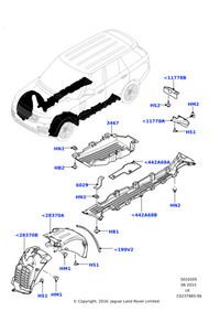 Rear Fender Linning Right LR116779 Compatible With Land Rover Range Rover Vogue - L405 (2013-2017) & Land Rover Range Rover Sport - L494 (2014-2017) Tag No.28