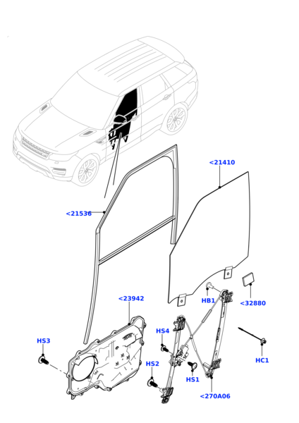 Front Right Glass Machine Without Motor LR077817 Compatible With Land Rover Range Rover (L494)