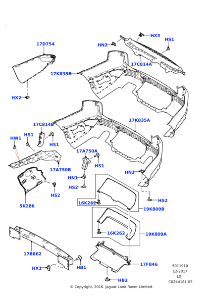 Rear Bumper Bracket Right LR055887 & Left LR055888 Compatible With Land Rover Range Rover Sport - L494 (2014-2017) Tag No.3206