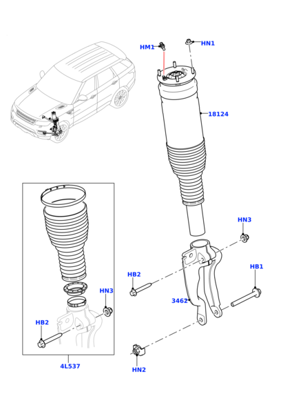 Front Left Air Suspension Shock Absorber Strut LR072216  LR072440 LR072450 LR087083 LR087084 Compatible With LAND ROVER RANGE ROVER SPORT II (L494)