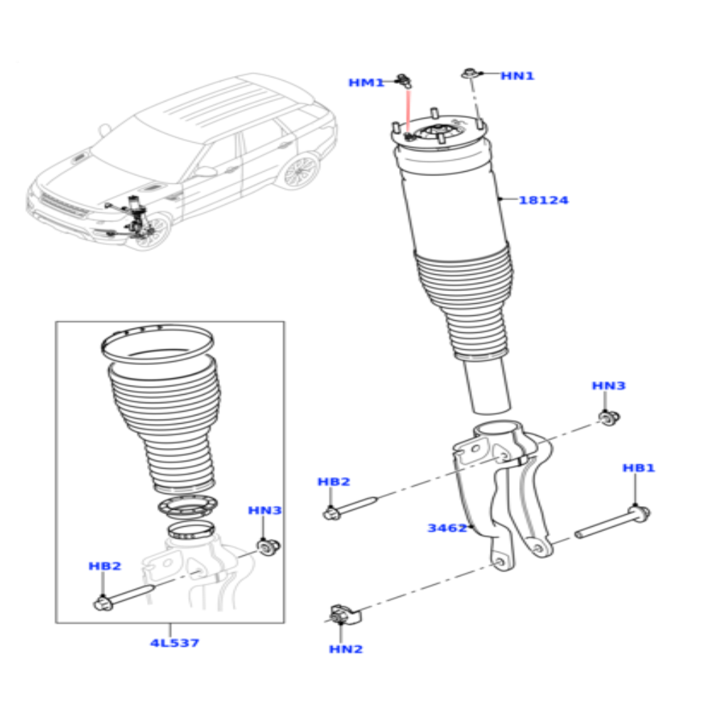 Front Left Air Suspension Shock Absorber Strut LR072216  LR072440 LR072450 LR087083 LR087084 Compatible With LAND ROVER RANGE ROVER SPORT II (L494)