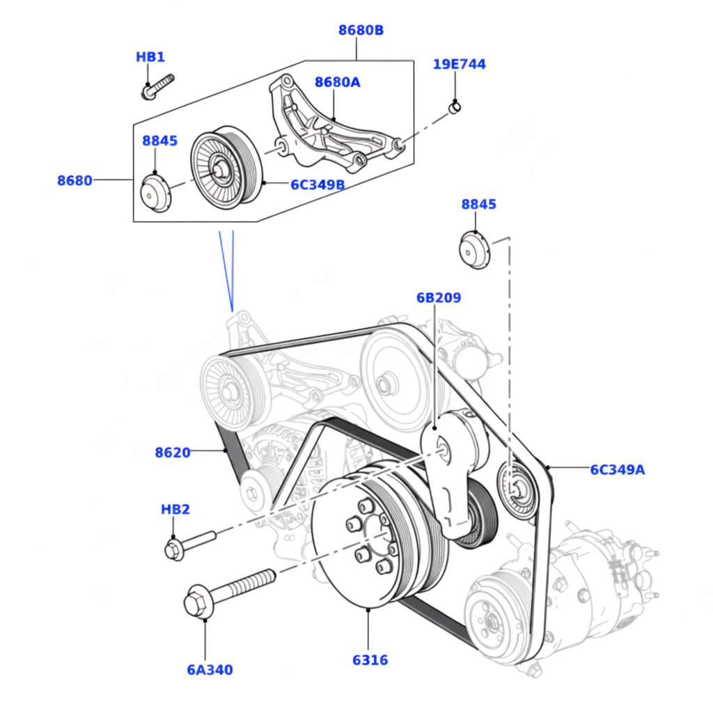 Belt Tensioner LR071035 Compatible With LAND ROVER RANGE ROVER III (L322) RANGE ROVER SPORT I (L320)