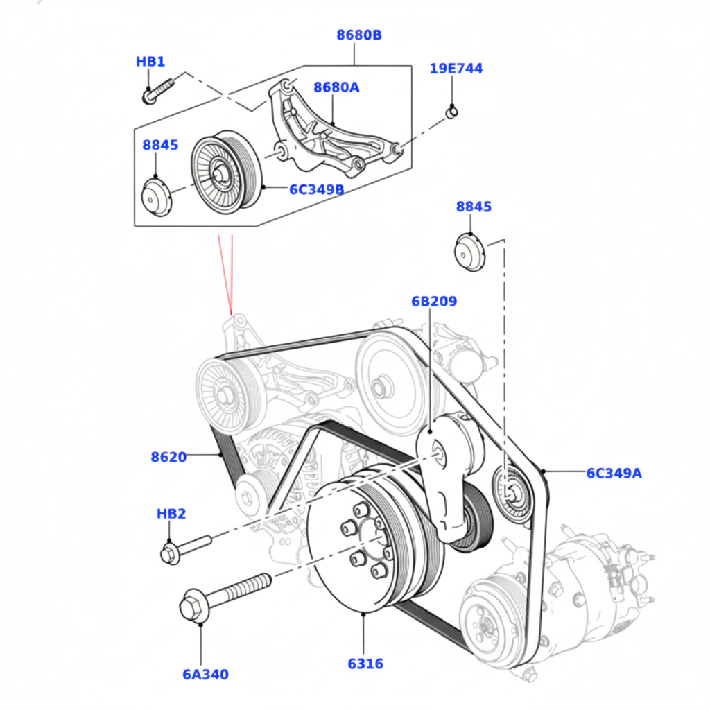 Timing Belt Tensioner LR077670 Compatible With  LAND ROVER DISCOVERY V (L462)
