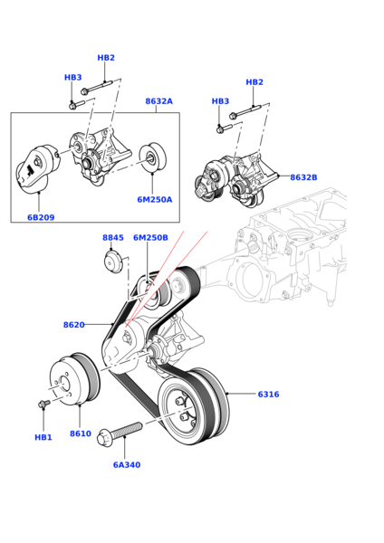 Secondary Drive Belt  LR011327 Compatible With RANGE ROVER III (L322) RANGE ROVER IV (L405) RANGE ROVER SPORT I (L320) RANGE ROVER SPORT II (L494)