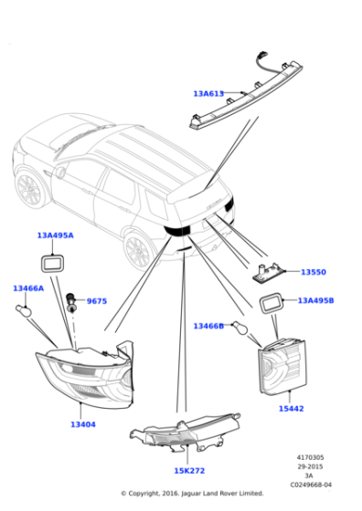 Dickey Light Assembly Right LR101696 & Left LR101700 Both Side 4 Pin Compatible With Land Rover Discovery Sport - L550 (2015-2019) Tag No.5