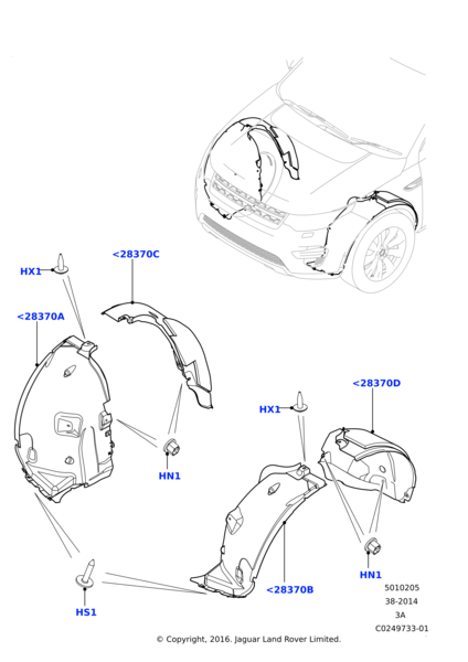 Rear Right Fender Liner LR127157 Compatible With LAND ROVER DISCOVERY SPORT (L550) Tag No.20