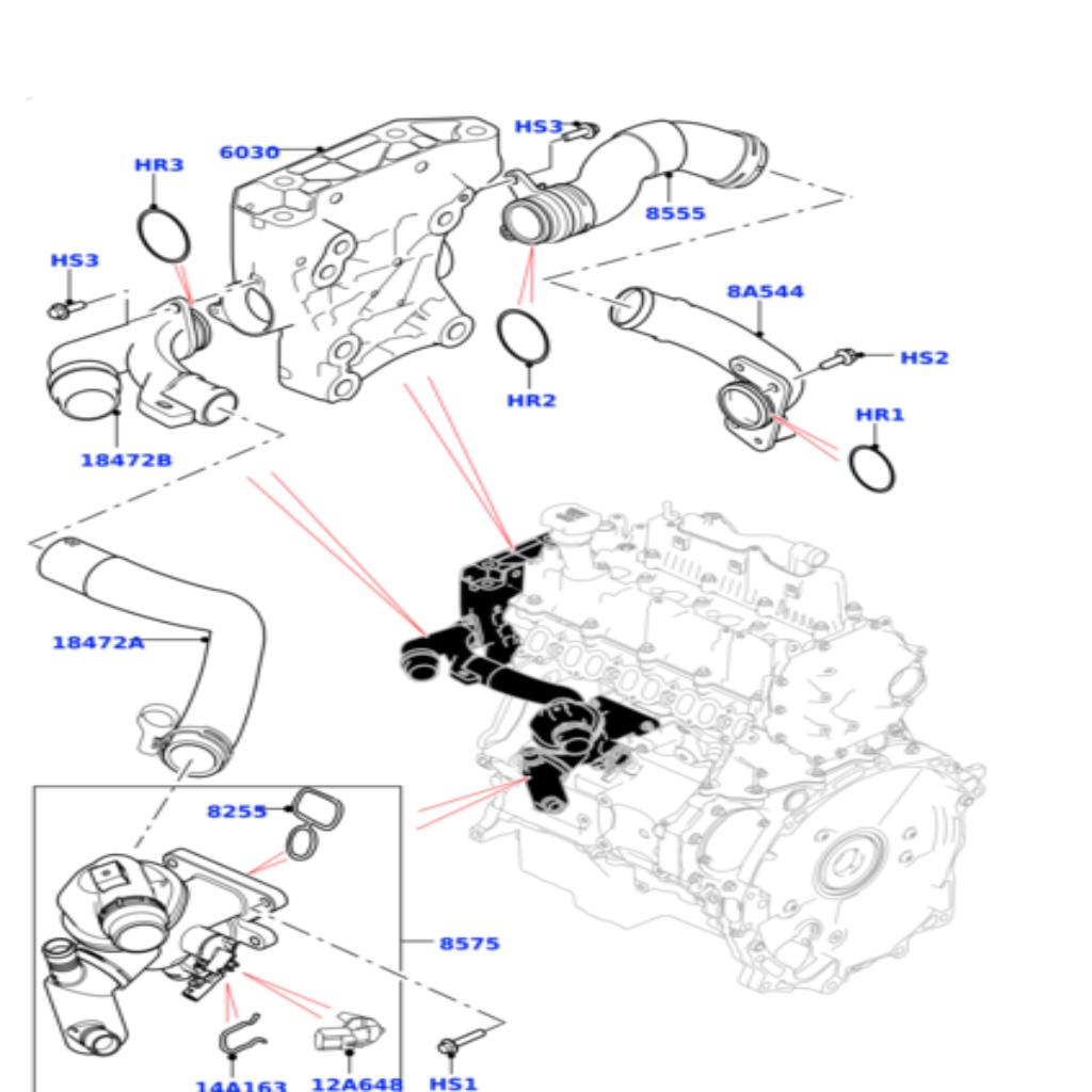 Thermostat (Thermostat Housing) G4D38575BE Compatible With LAND ROVER DISCOVERY SPORT (L550) & RANGE ROVER EVOQUE (L538)