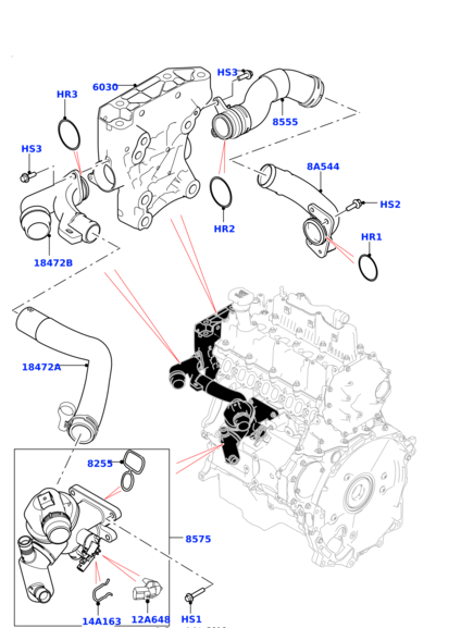 Elbow (Thermostat) LR105975 LR073694 For LAND ROVER DISCOVERY SPORT L550 & RANGE ROVER EVOQUE L538 Tag-E-116