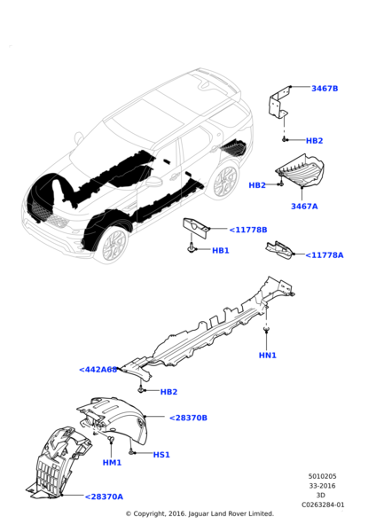 Front Wheel Fender Linning Left LR082850 Compatible With Land Rover Discovery - L462  (2017-2021) Tag No.41