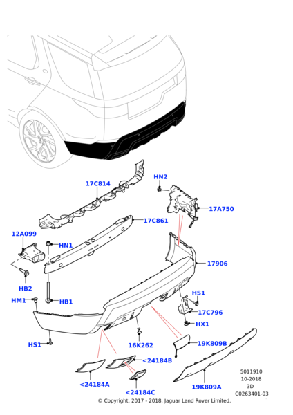 Rear Bumper LR086047 Compatible With Land Rover Discovery 5 L462 (2020)