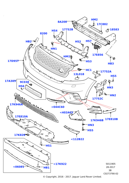 Front Bumper Grill Right LR093468 & Left LR093469 Compatible With Land Rover Range Rover Velar - L560 (2017-2024) Tag No.20