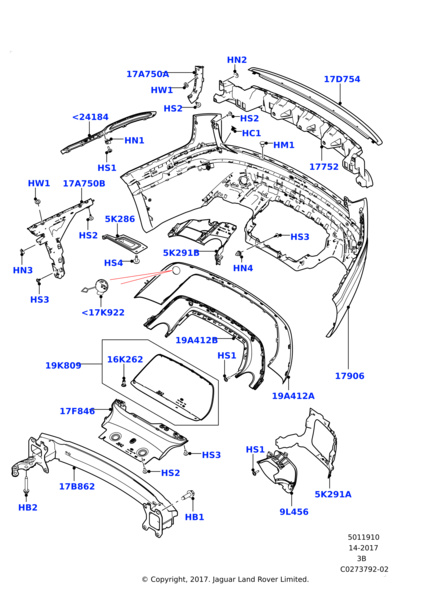 Rear Bumper Bracket Right LR112657 & Left LR112658 Compatible With Land Rover Range Rover Velar - L560 (2017-2024) Tag No.3403