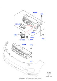 Glossy Black Show Grill LR054767 Compatible With Range Rover Sport - L494 (2014-2017) Tag No.43