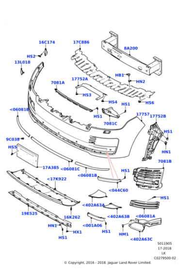 Front Bumper Bracket Right LR098693 & Left LR098694 Compatible With Land Rover Range Rover Vogue - L405 (2018-2022) Tag No.3254